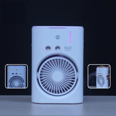 DP-7688 Rechargeable Cooling Fan – Water Mist Sprayer with Night Light for Home & Travel